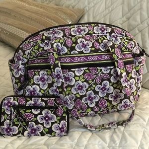 Vera Bradley Diaper bag, changing pad and matching zip around wallet.